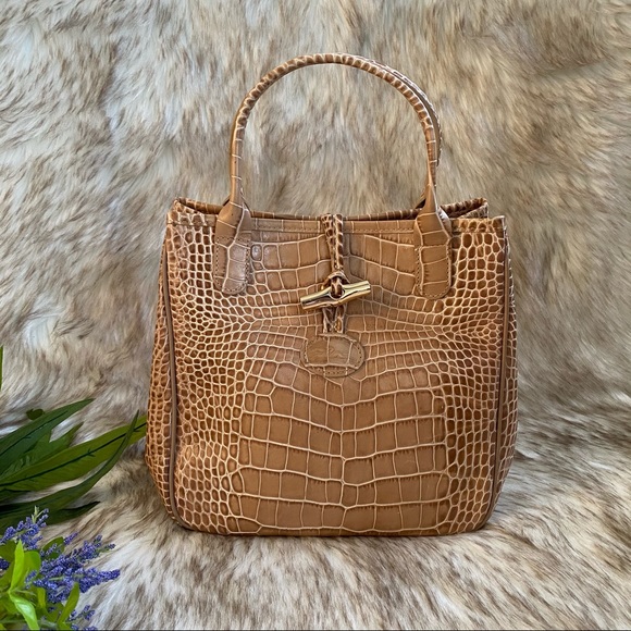 Longchamp Handbags - Longchamp Roseau Croc-Embossed Leather Tote
